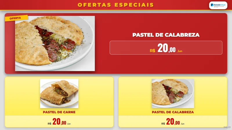 Prévia do Encarte visual com três produtos